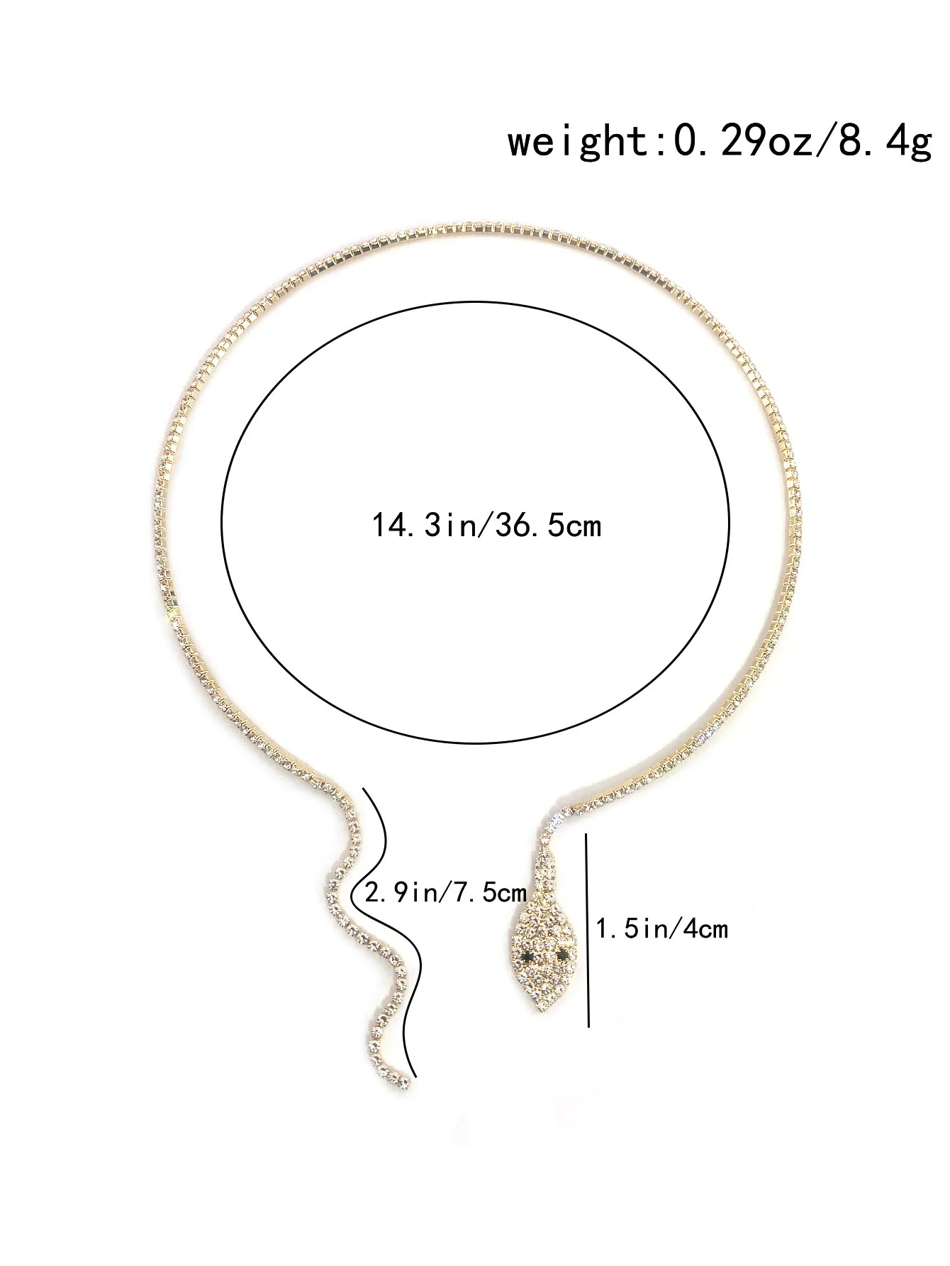 1pcs Personalized, Simple and Fashionable Snake shaped Collar Accessories for Women\'s Rhinestone Party Bar