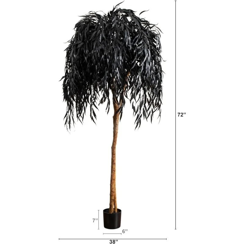 6ft Artificial Halloween Black Willow Tree - Spooky Season Decor for Indoor Use