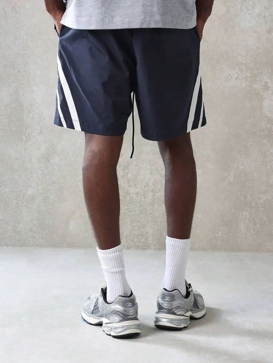 

Athletic Performance Training Shorts With Side Tape Drawstring Waist Quick Wicking Fabric For Gym Running Basketball
