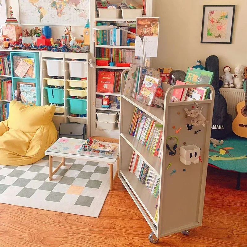 

Library silent book cart, special for archives, two-layer flat panel three-layer VW mobile cart, two-step three-step book ladder