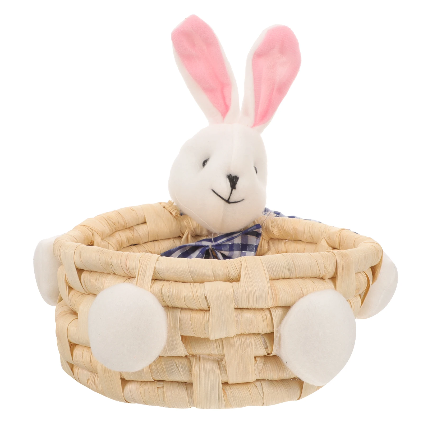 

Soft Rabbit Storage Basket Pastoral Style Makeup Snack Holder Home Sundries Storage Woven Basket Woven Baskets