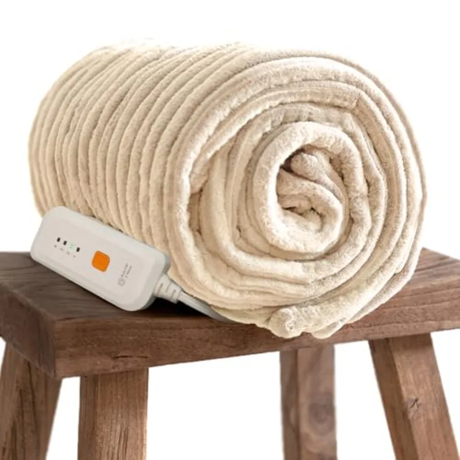 

Electric Blanket Heated 50''X60''- Ribbed Faux Fur Heated Blanket with 4 Heating Level and 3 Hour Auto Off Heating Blanket ETLa