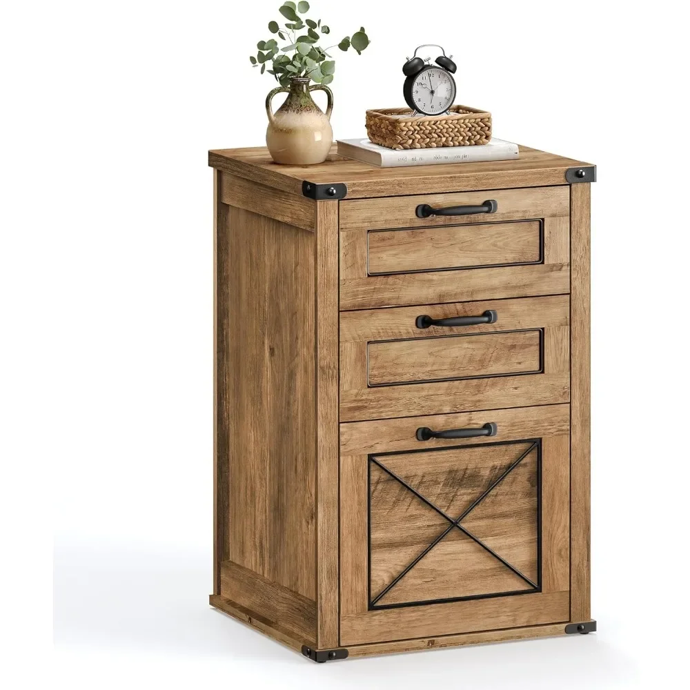 

File Cabinet, Filing Cabinet with 3 Drawers, Printer Stand, Fit A4, Letter Size, Hanging File Folders, Modern Farmhouse Style