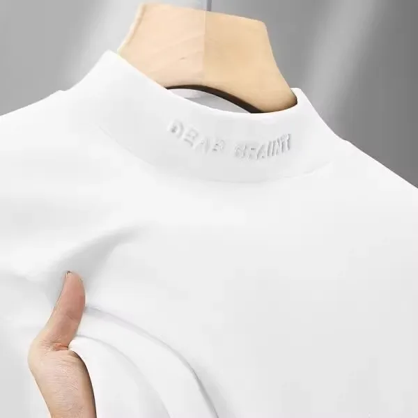 قميص رجالي بأكمام طويلة للخريف والشتاء مبطن بالصوف من الجانبين، ياقة دافئة، ملابس عمل ضيقة، طبقة أساسية بأسلوب عصري #1