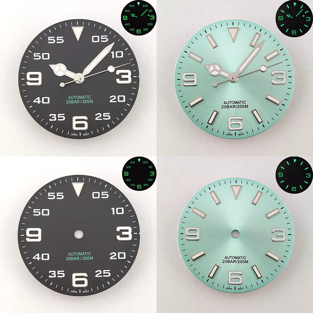 28.5mm Dial NH35 Dial Black Digital Dial With Hands High Quality NH36 Luminous Dial Watch Accessories Fits NH35/NH36 Movements