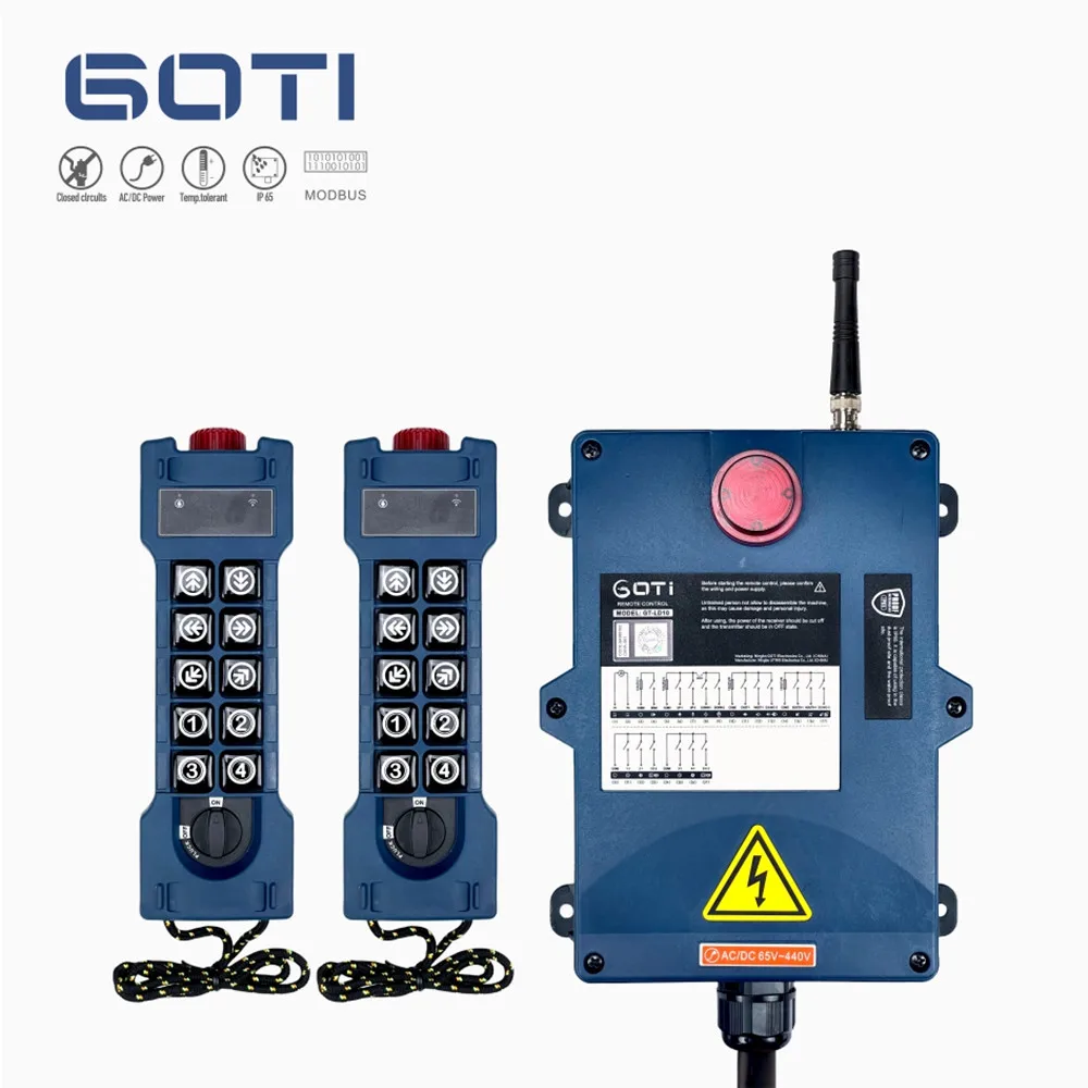 GT-LD10 GOTI Double Speed 10 Channel Industrial Remote Control For Overhead Crane Lift IP65 Waterproof Wireless