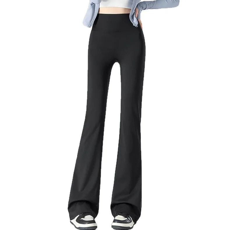 Cintura alta calças de yoga das mulheres outono inverno novo sle perna larga fitn esportes arca gills calças outerwear