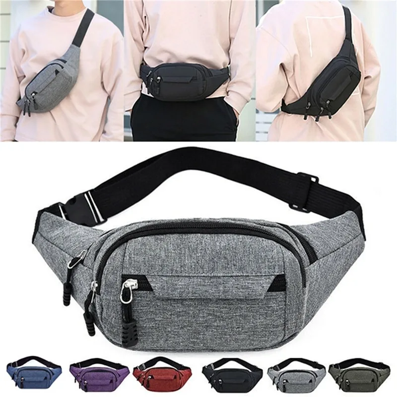 Unisex Casual Travel Fanny Pack Waterproof Waist Bag For Men Lightweight Man Belt Pouch Phone Pocket Mens Shoulder Bag Purse