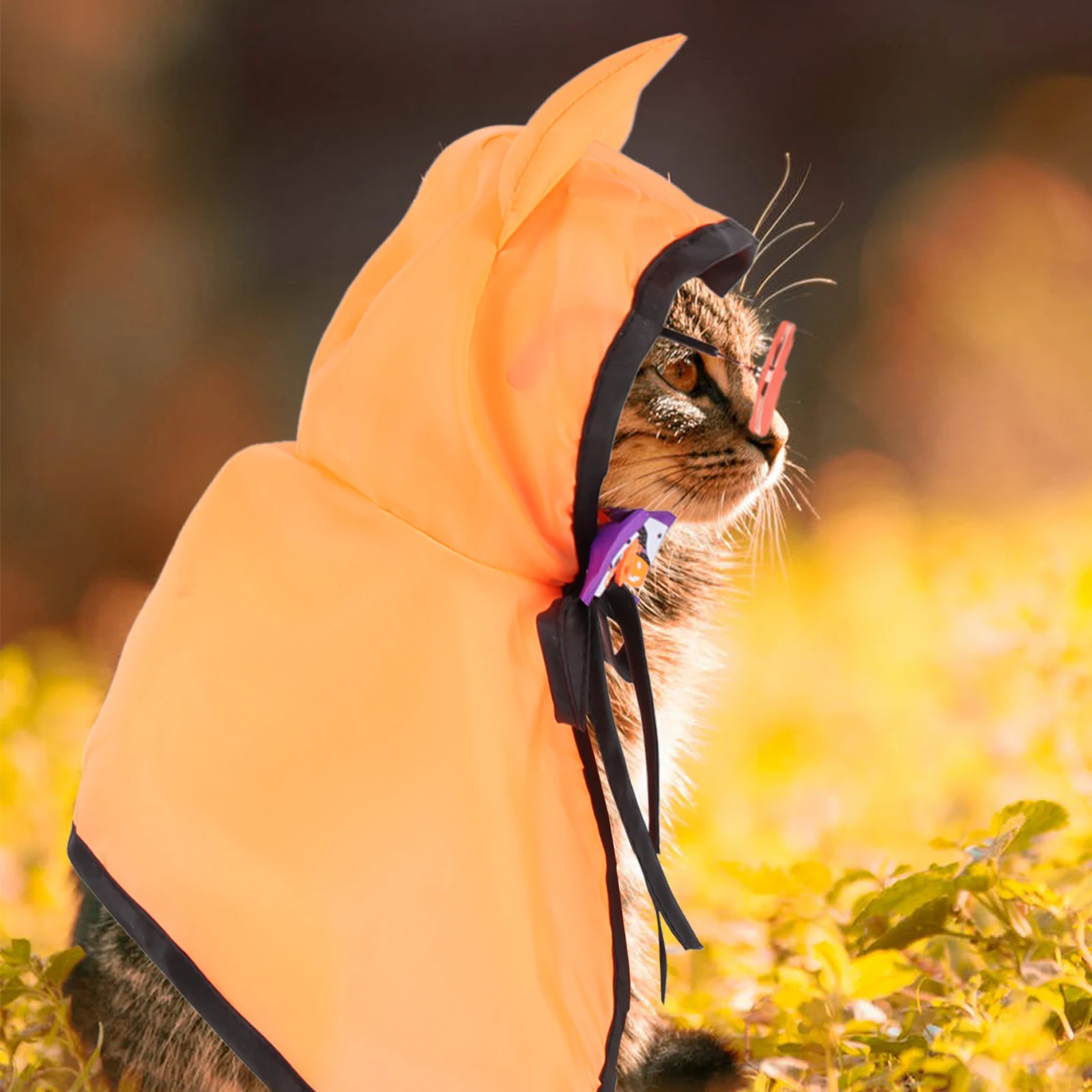 

1 set Halloween Costume Set Cat Cloak Dog Collar Pet Cape Bow Horn Prop Funny Accessory Soft Material Cosplay Theme Party