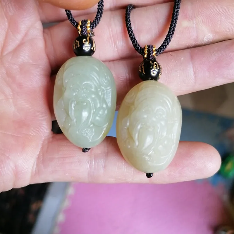 Natural Chinese Hetian Jade Seed Material Hand-carved Fortune Pendant Fashion Jewelry Men\'s and Women\'s Necklace Popular Gifts