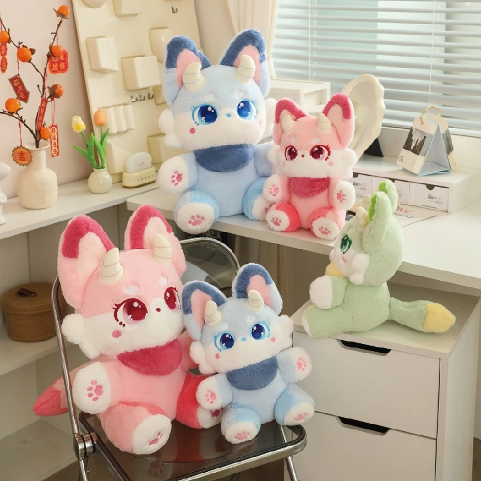 

Kawaii Fox Plush Pillow Cartoon Animals Stuffed Dolls Cute Anime Toys Lovely Room Decor Kids Birthday Xmas Gifts