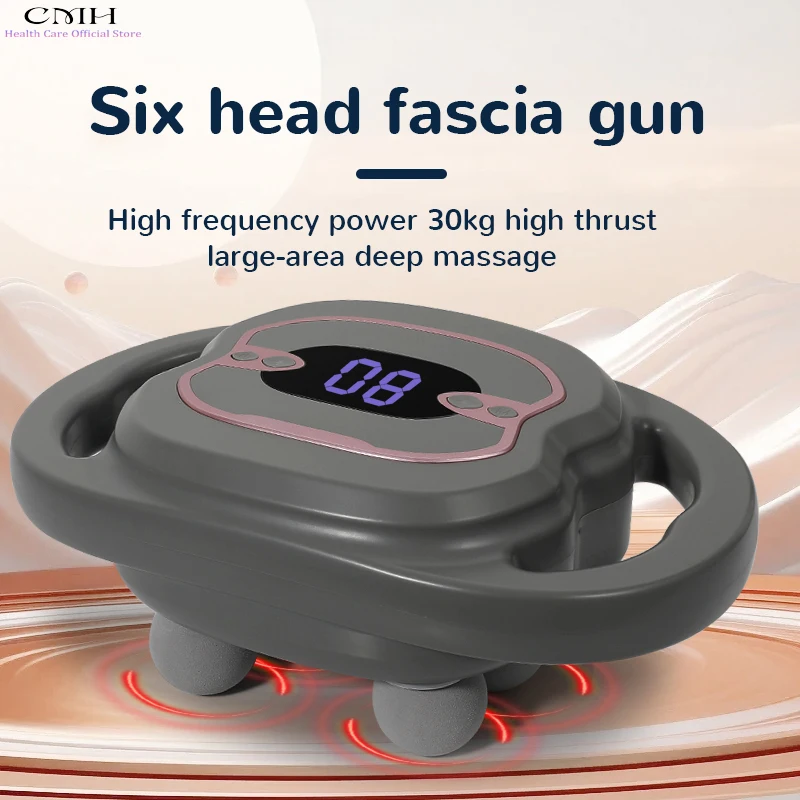 

Six-head Fascia Gun Massager Professional High Frequency Muscle Relaxation for Body Waist Legs Neck Back CMH Masage Gun Fitness