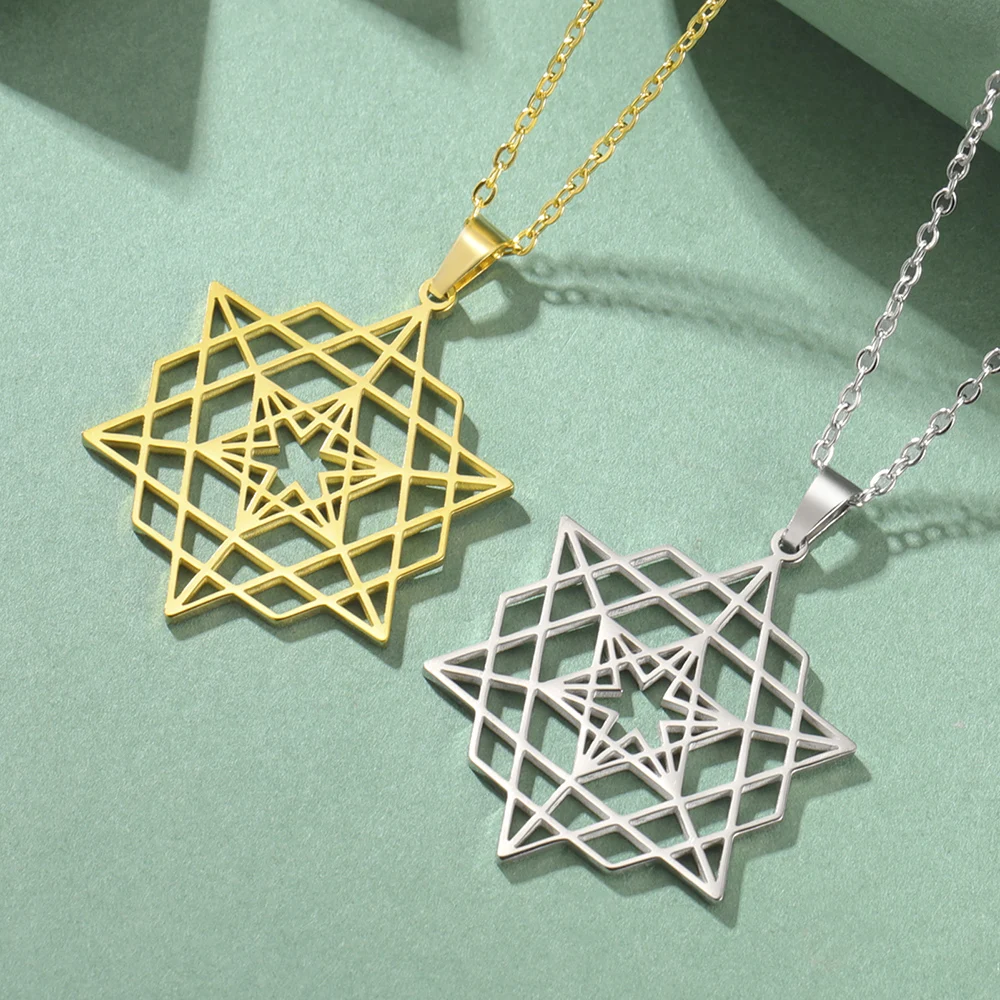 Dawapara Sacred Geometry Merkaba Necklace Star Tetrahedron Hexagon Seed of Life Pendant Stainless Steel Spiritual Jewelry