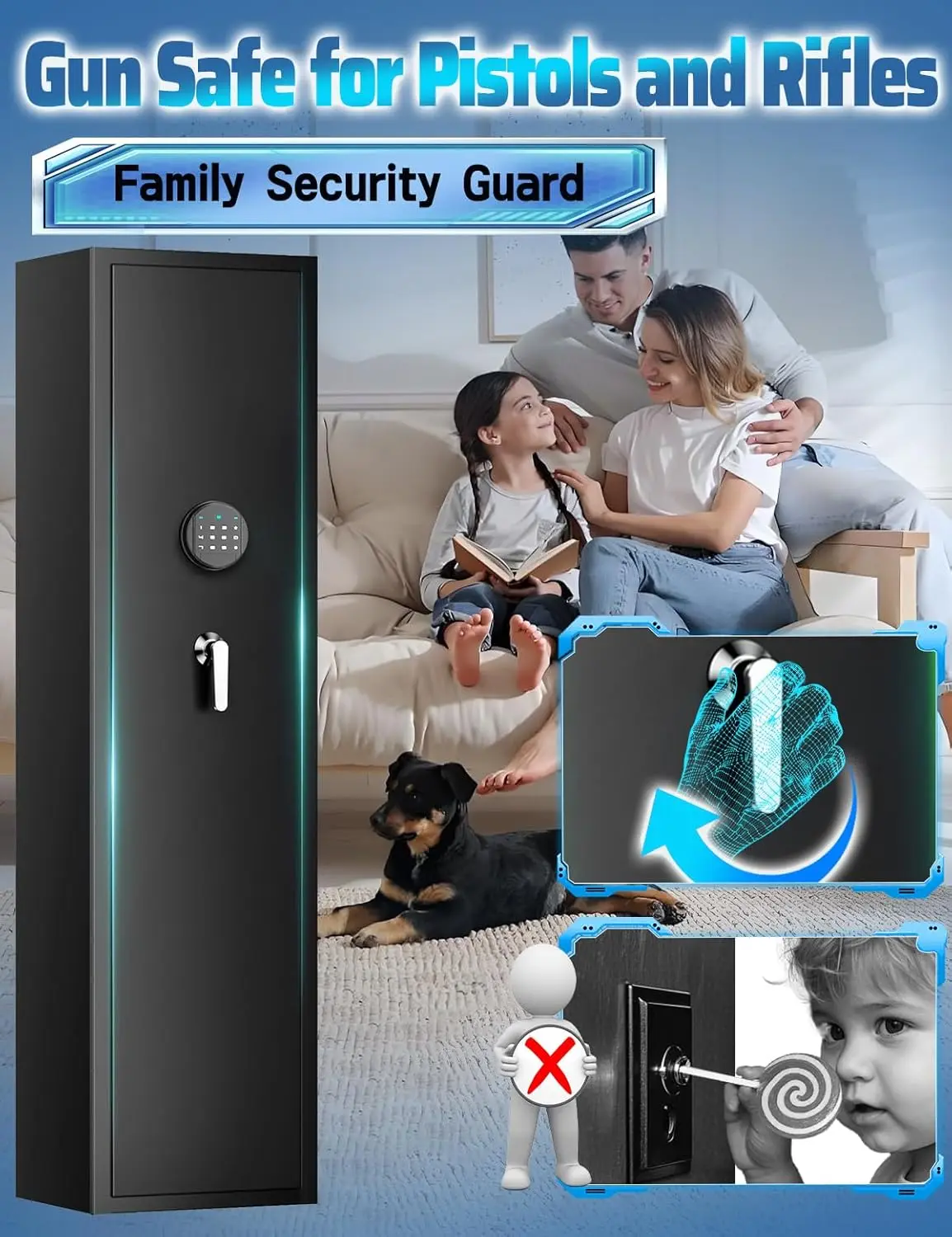 5-6 Gun Safe Electronic Gun Safes for Rifles and Pistols, Large Rifle Safes with Adjustable Gun Racks, and Quick Access Gun Cabi