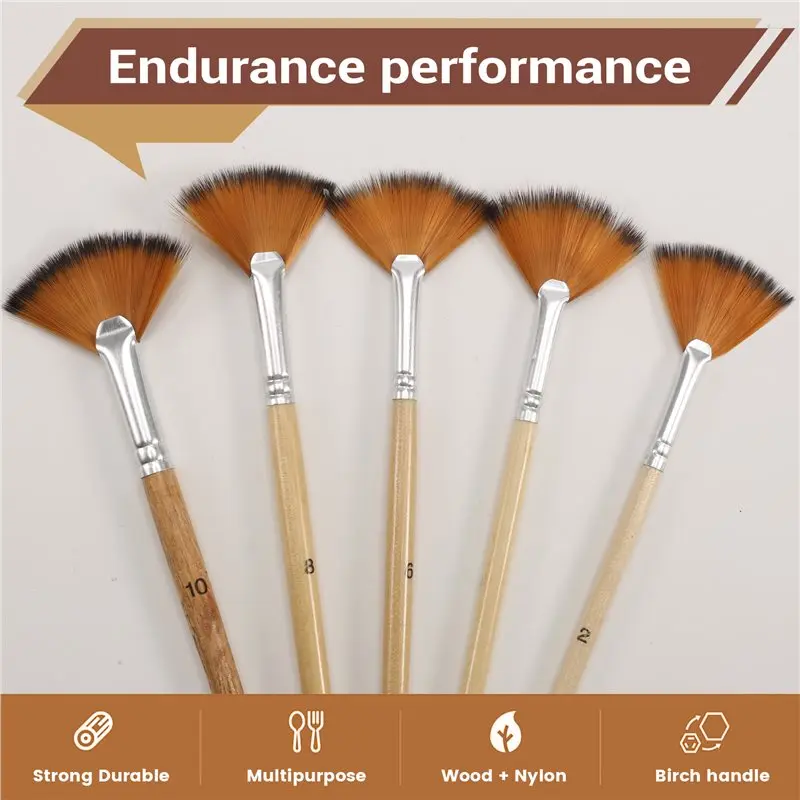 MACH-Flat Round Filbert Fan Angle Paint Brush Set- 26 Pcs For Acrylic Painting, Oil Watercolor, Gouache With Detail Brushes