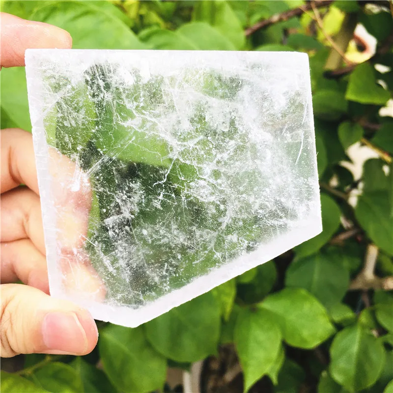 60-100g Natural Clear Selenite Slices Healing Crystals Reiki Gifts