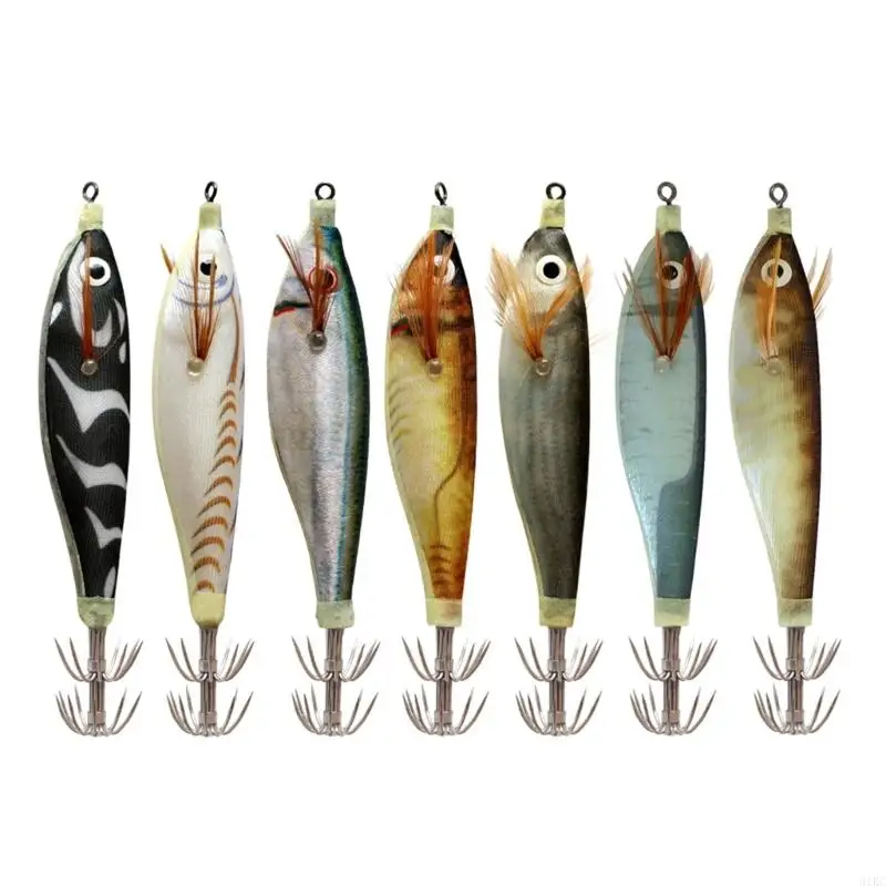 Luminously Squid Jigs Hook Fishing Lures Baits Cuttlefish Sleeve Squid Jigs Saltwater Hard Night Fishing Baits Enduring