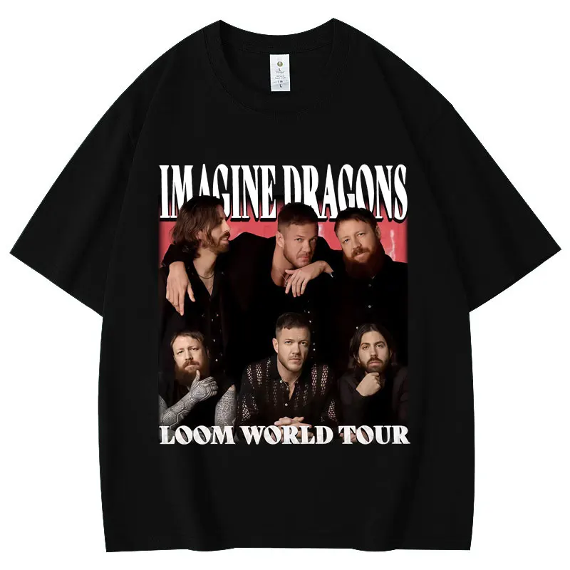 

Imagine Dragons Loom World Tour 2025 T Shirt Men Women Fashion Rock Short Sleeve T-shirts Summer Casual Loose Cotton T Shirts