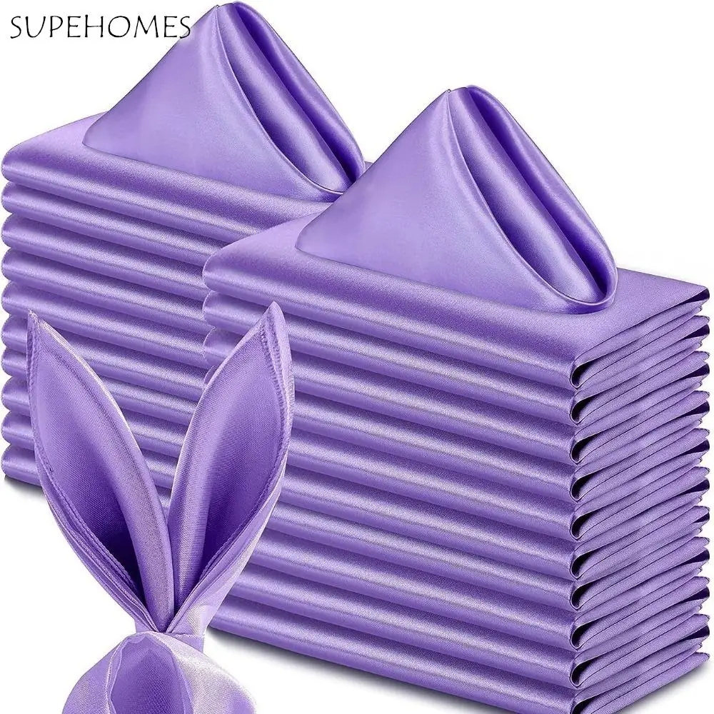 

10pcs Romantic 30x30cm Satin Napkin Washable Soft Dinner Napkins Reusable Table Napkins Event