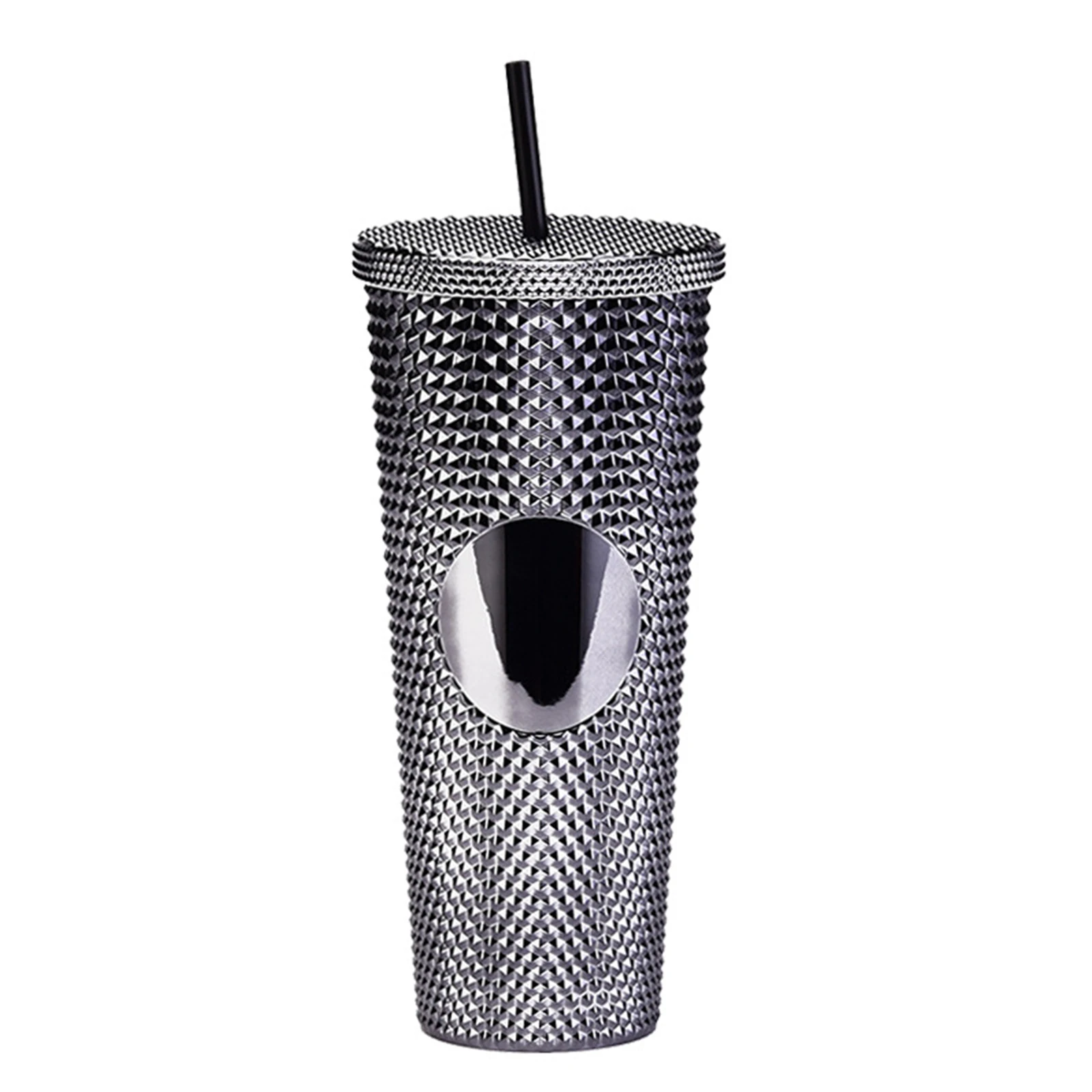 Double Wall 710ml Plastic Diamond Tumbler Bling Diamond Studded Straw Cold Tumble Durian Cup With No Logo Ab Color 24oz 2colors