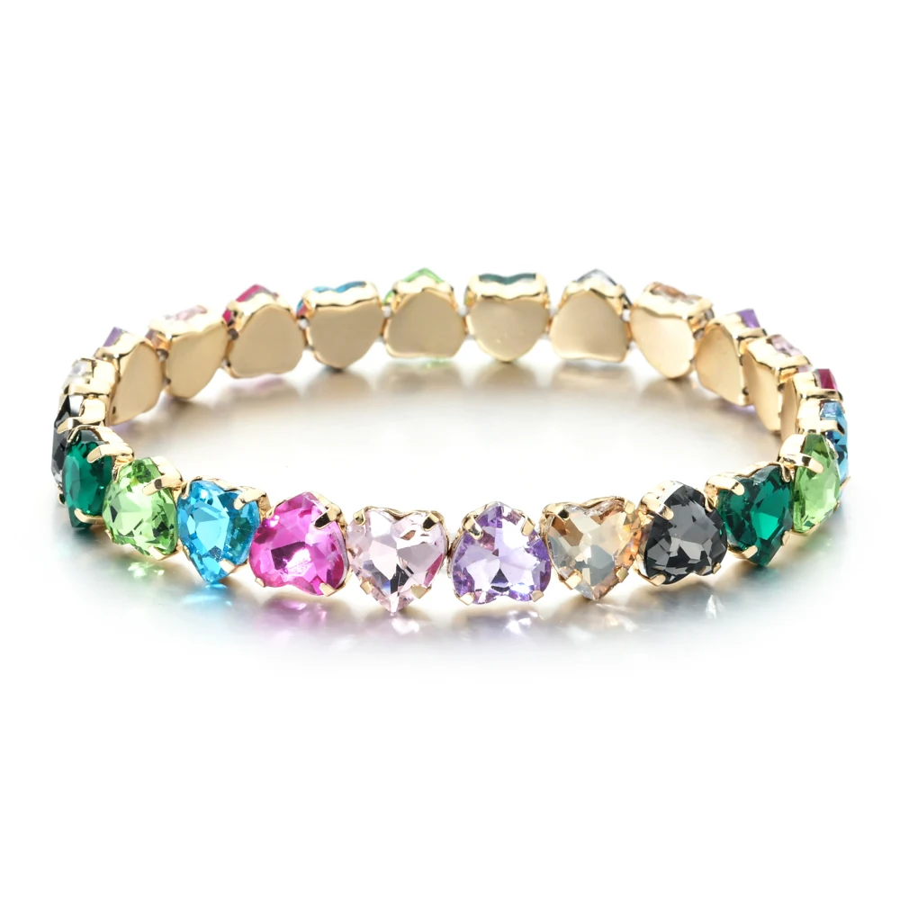 ZMZY Elegant Crystal Rhinestone Love Heart Bracelet For Women Charm Bracelets Gold Color Jewelry