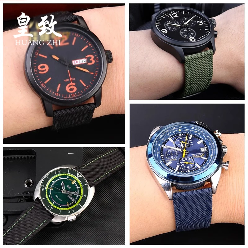 시티즌 에코 드라이브 시계 밴드, 세이코 티쏘 TIMEX 나일론 캔버스 가죽 시계 스트랩, 남성용 팔찌, BM8475, BM7140, 20mm, 22mm, 24mm