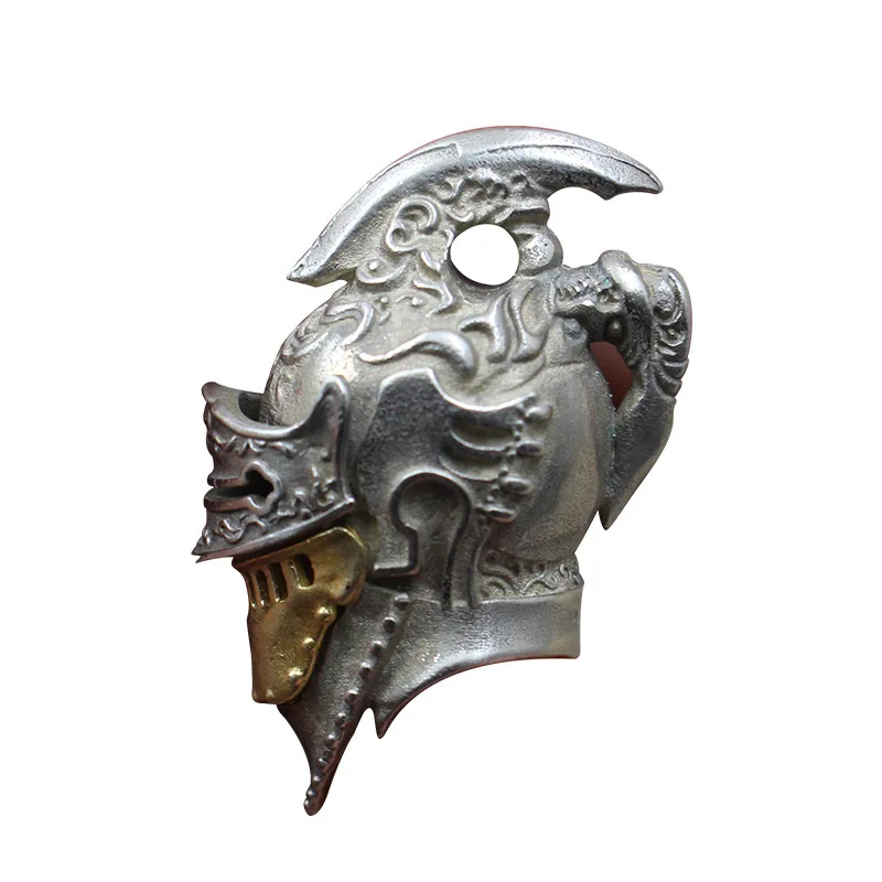 

Medieval Roman Knight Helmet Keychain Necklace Jewelry Skull Pendant Beads DIY Lanyard Jewelry