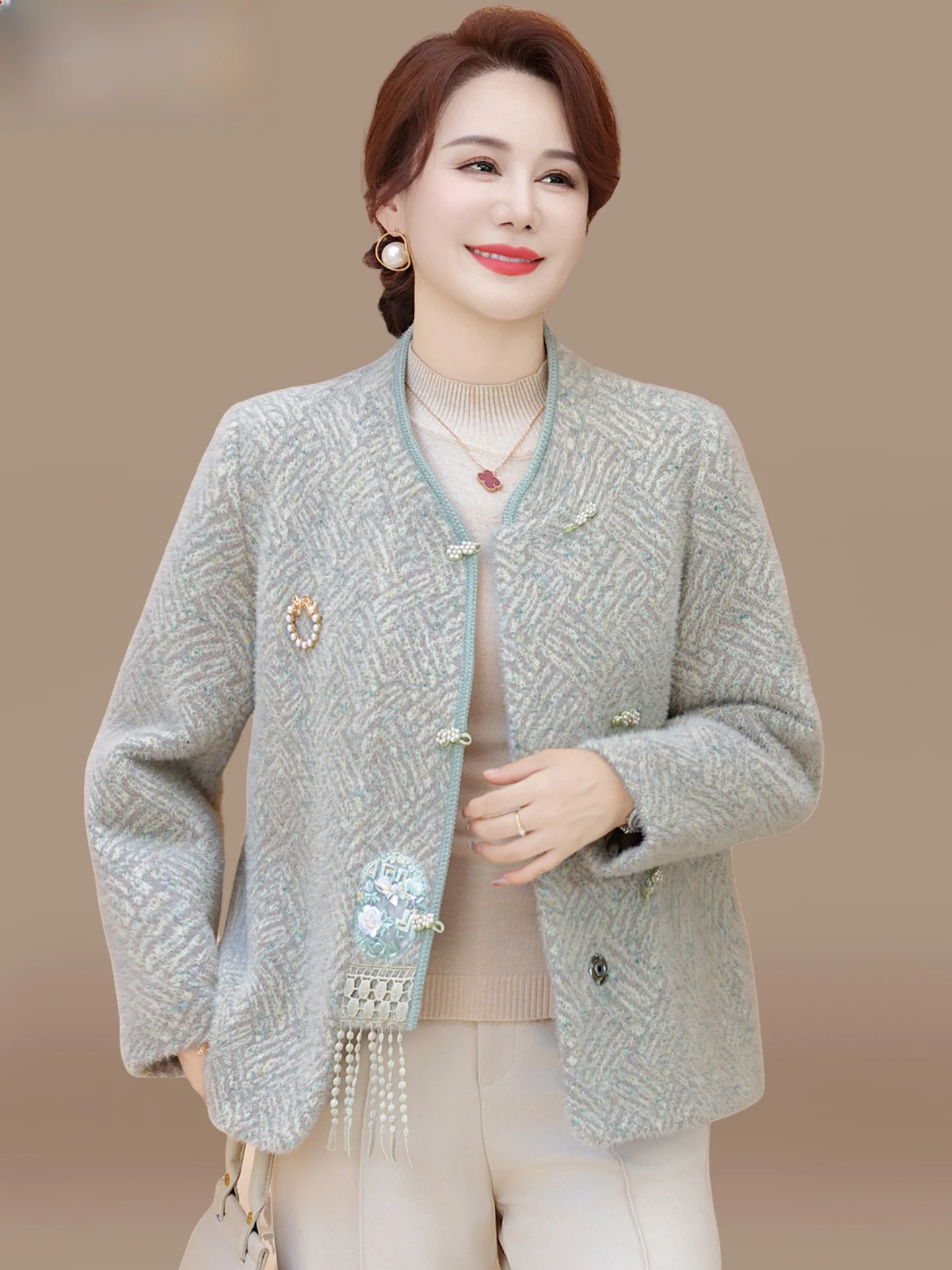 

New Chinese Sle Women's Woolen Coat Autumn Winter Faion Lady Brand Top Spring Autumn Long Coat for Middle-Aged And ly