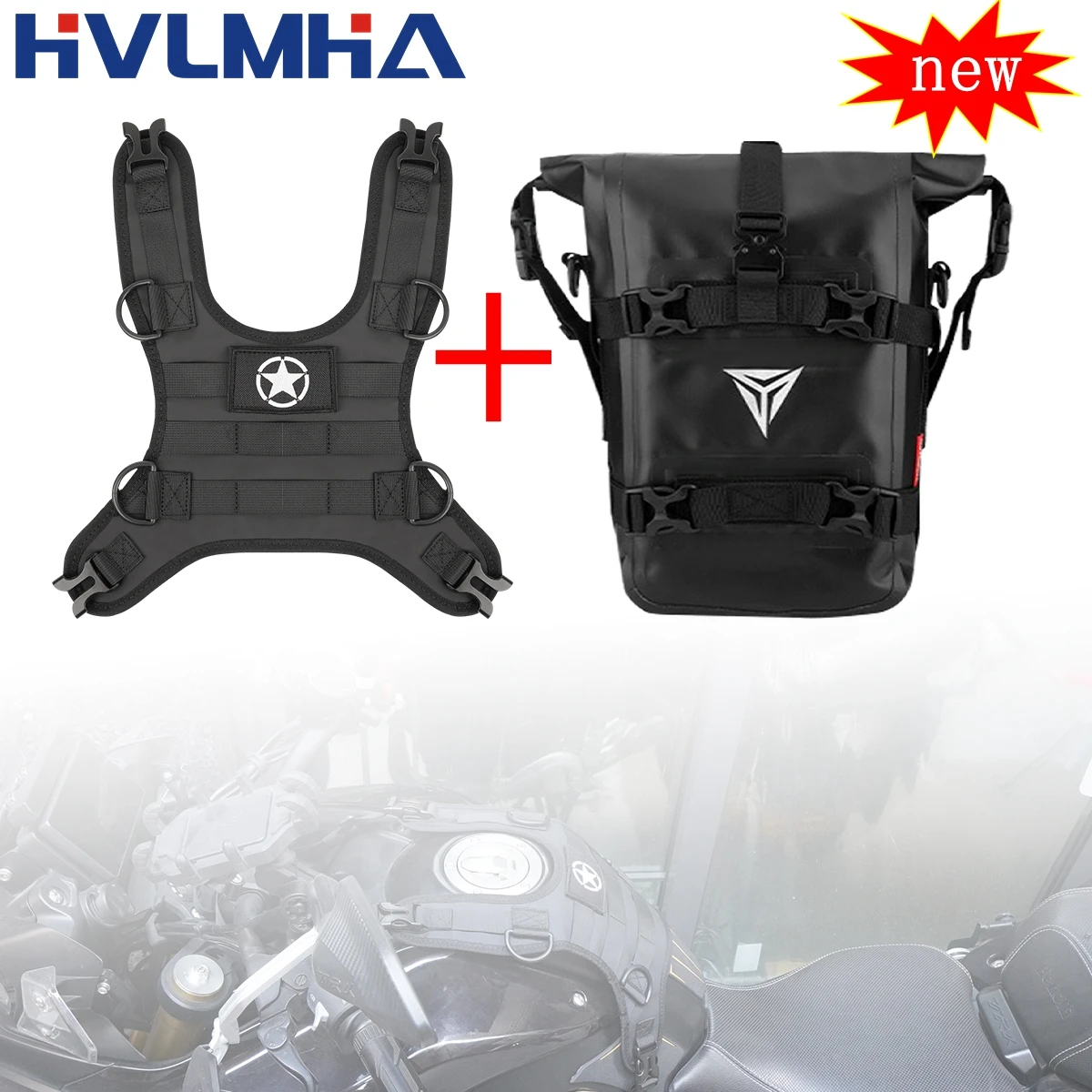 

Motorcycle Fuel Tank Bag Set 8L Motorcross Universal Oil Tank Bag With Base Outdoor Riding Pack Travel Backpack