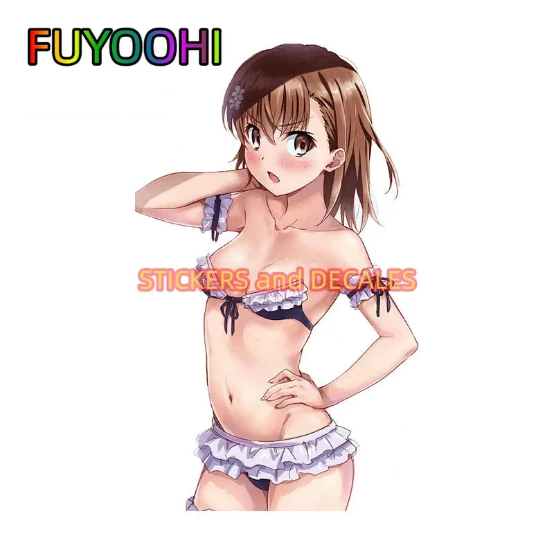 FUYOOHI Lovable Misaka Mikoto Car Sticker Personality Creative VAN Anime Die-cut Waterproof Refrigerator Graphics Car Goods