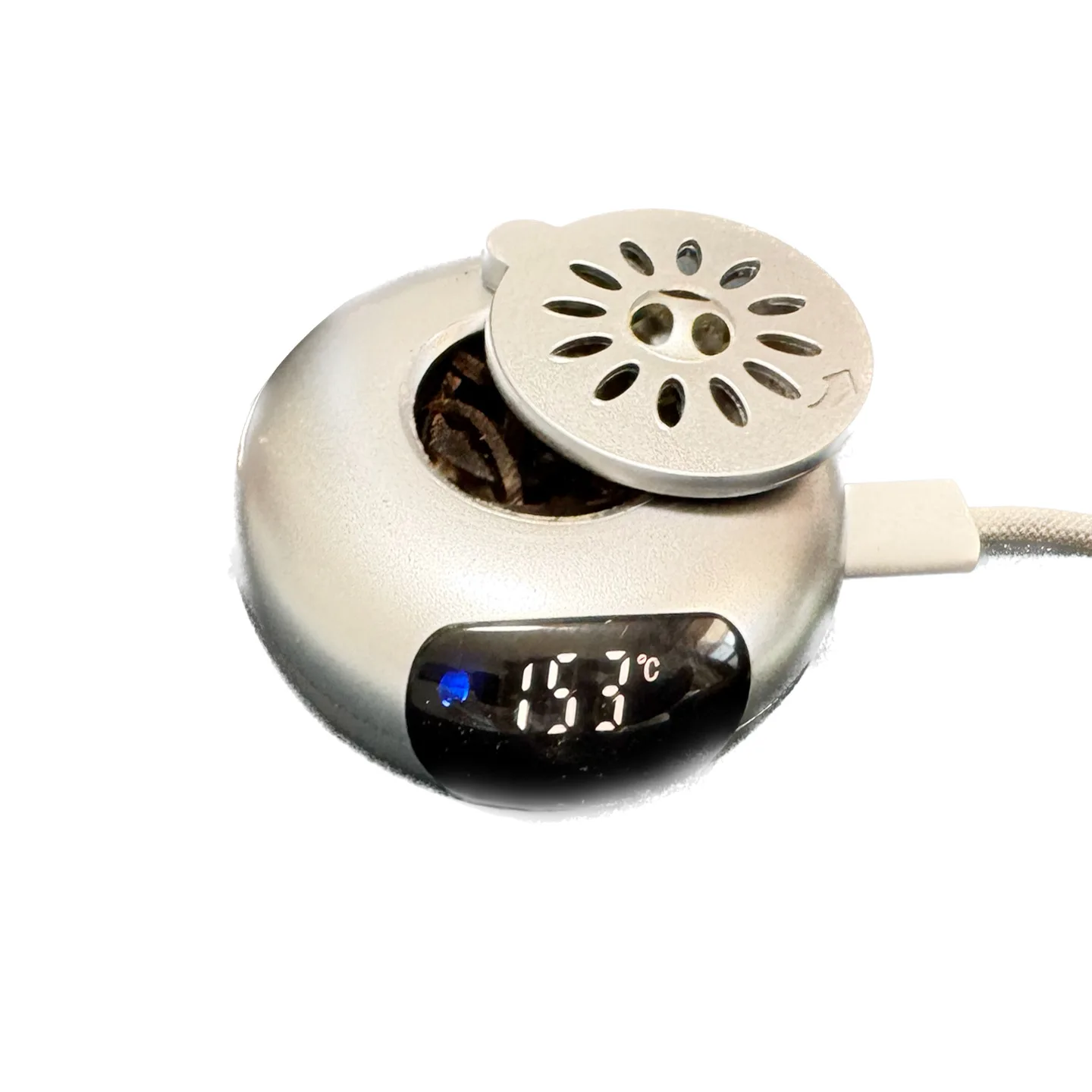 Car portable aromatherapy electronic temperature control heating fragrance powder typec alloy car electronic aromatherapy device