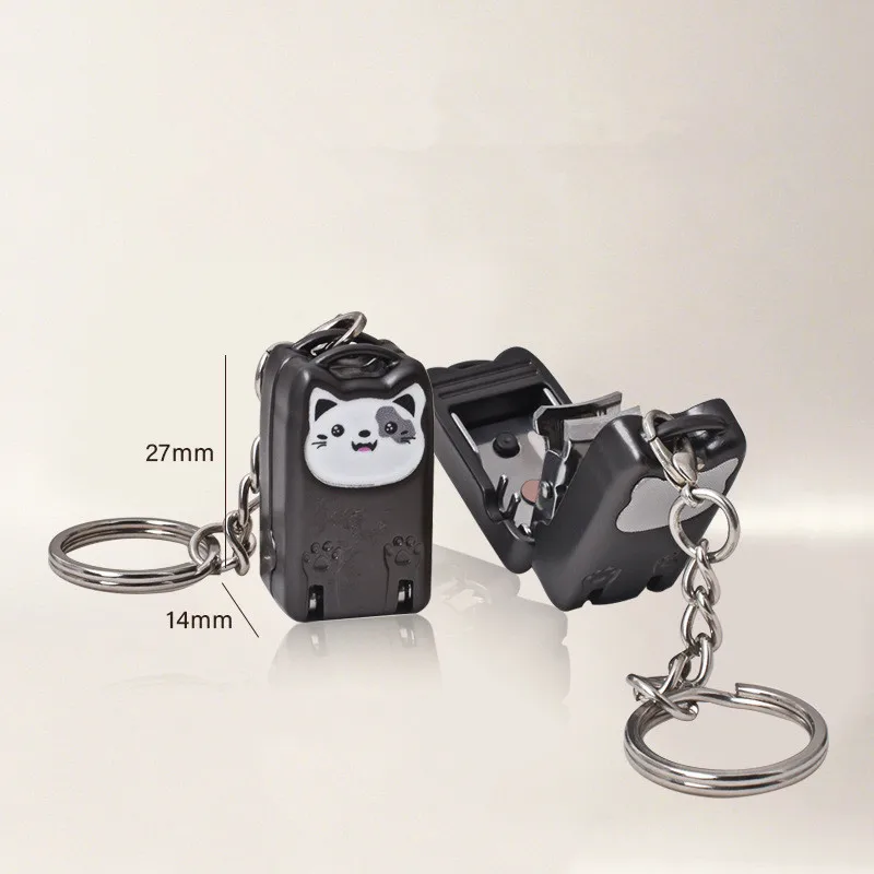 1pcs Exquisite Suitcase Foldable Nail Clipper Stainless Steel Cat Keychain Rotary Toenail & Fingernail Manicure Trimmer