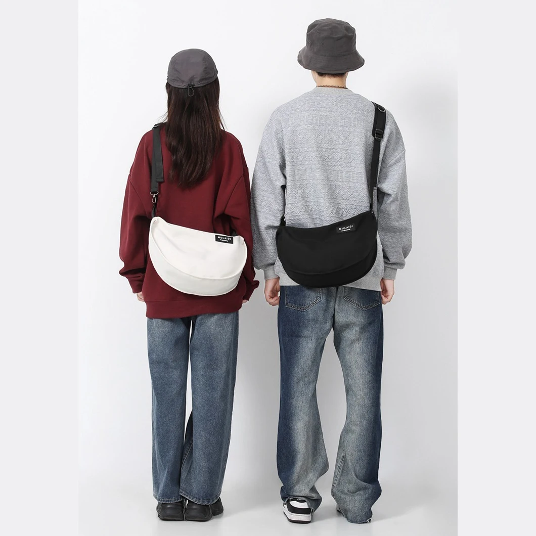 طالب الفصول الدراسية حقيبة كروسبودي النايلون الفتيات سعة كبيرة حقيبة قماش قنب اليابانية حقيبة زلابية عادية أبيض/أسود لمظلة باد