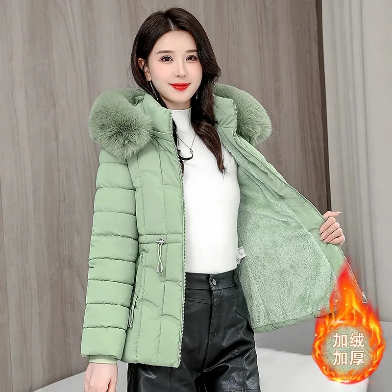 

Middle aged mother Cotton Jacket 2025 Winter New Women's Parka Big Fur Collar Warm Coat Female Plush thick Casual Jackets