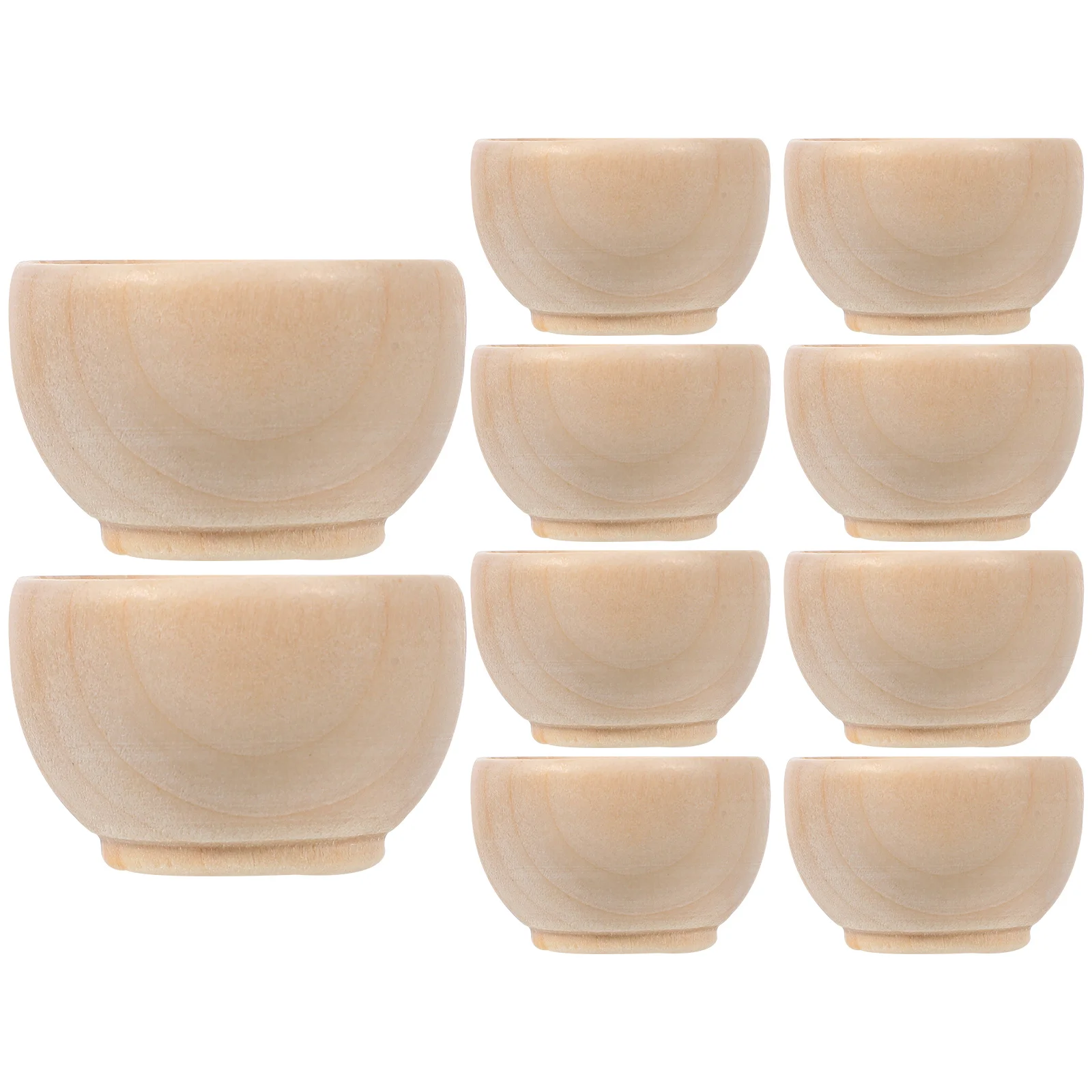 

10 Pcs Toys for DIY Small Unfinished Wooden Bowls Decorate Unpainted Miniature Supplies