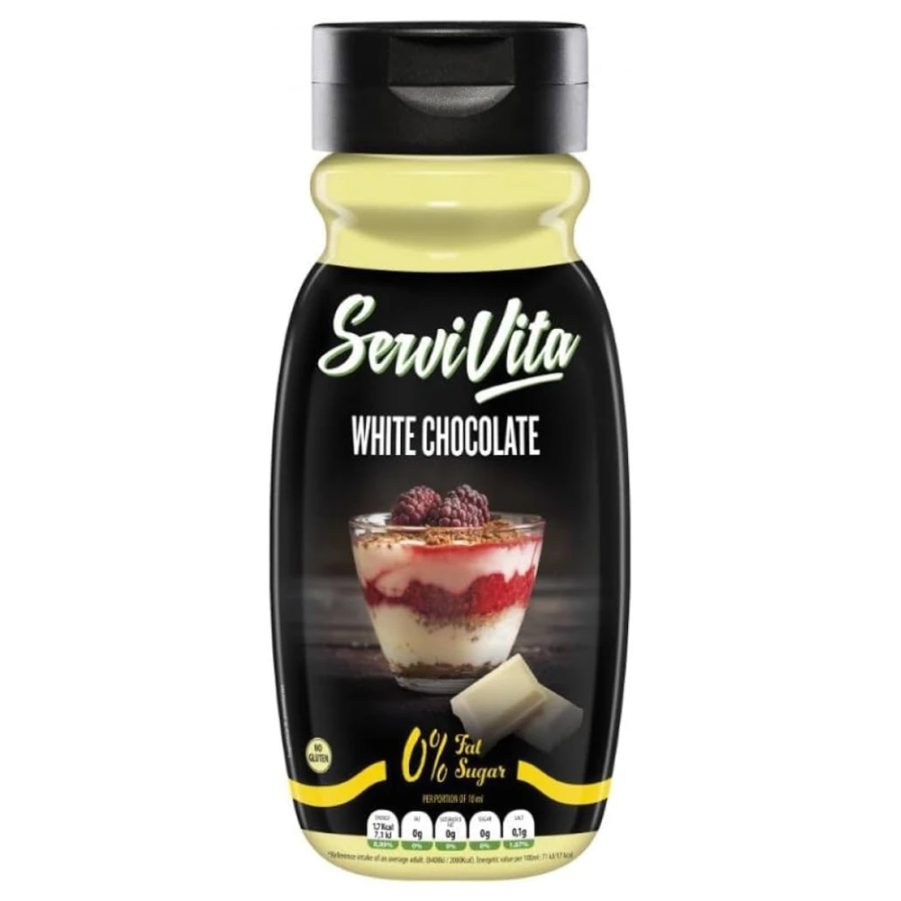 ServiVita Sirope ServiVita White Chocolate - 320 ml - Sin Azúcares Añadidos, Bajo en Calorías, Ideal para Bebidas y Repostería