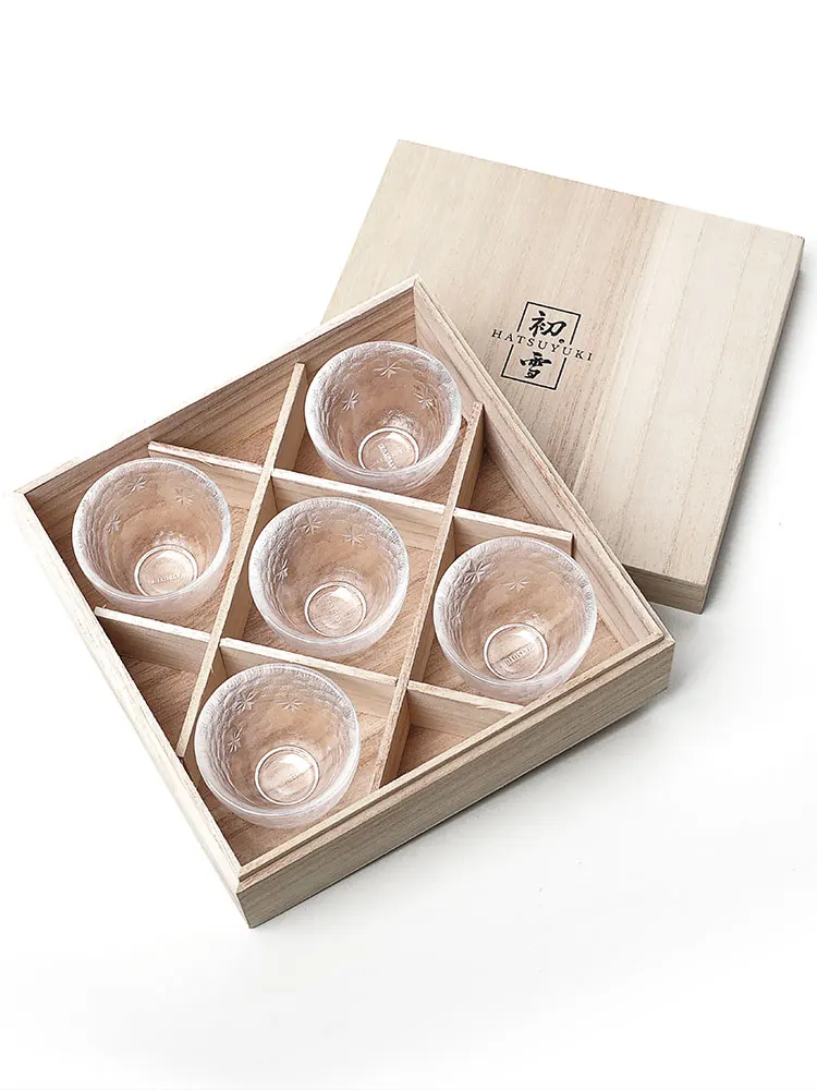 Hstuyuki Starlight Sake Glasses Teacup Japanese Edo Kiriko Cut  Sakura Cup Ceramic Kung Fu Tea Set Gift Box