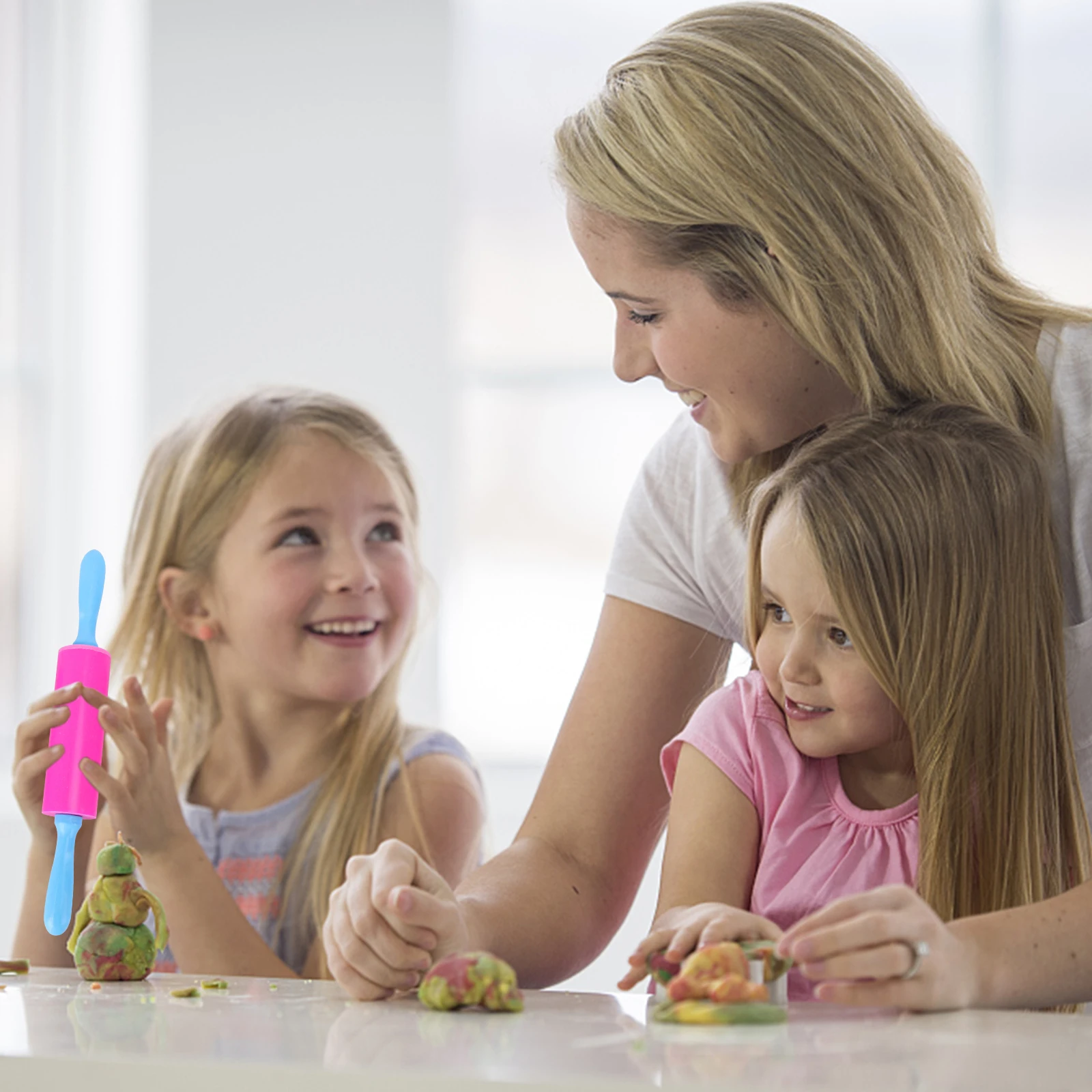 Bâtons d'argile fabriqués à la main, Kit d'outils de rouleau à pâtisserie Ultra léger, couleurs aléatoires, jeu créatif, salle de classe, garderie, pâte à prise facile, 3 pièces