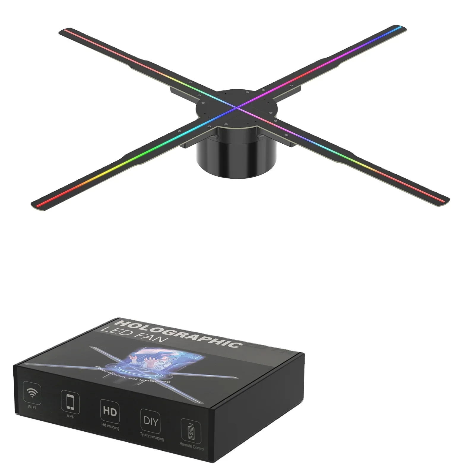 

Wetol OEM ODM Custom High resolution 75cm Cloud Control Splicing Wifi Holographic display Led Holograma 3D Hologram Fan