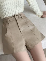 SMTHMA 2024 Sexy Faux Leather Shorts Women Fashion PU Slim Solid Autumn Winter Short Pants Female High Waisted Shorts