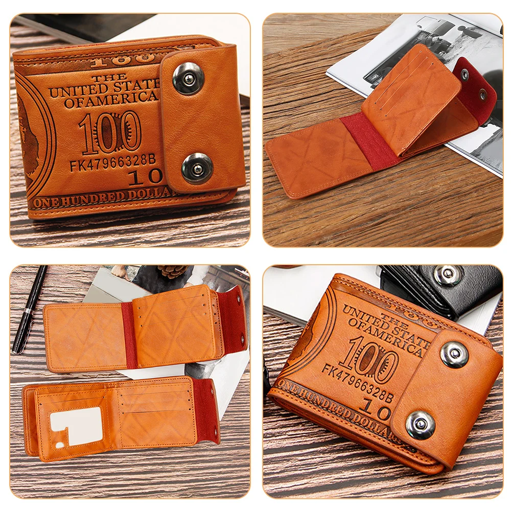 Männer Vintage Brieftasche Multifunktionale Bifold Kleine Geldbörse Doppel Knopf Verschluss Tragbare Brieftasche Casual Stilvolle Organizer