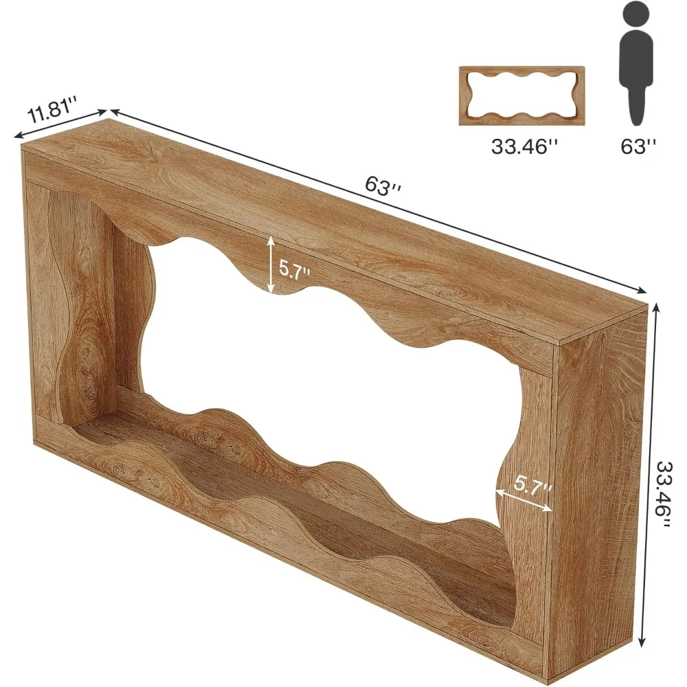 63 Inches Farmhouse Console Table with Storage Couch Table Behind Sofa Long Entryway Table Sofa Console Table Narrow Console