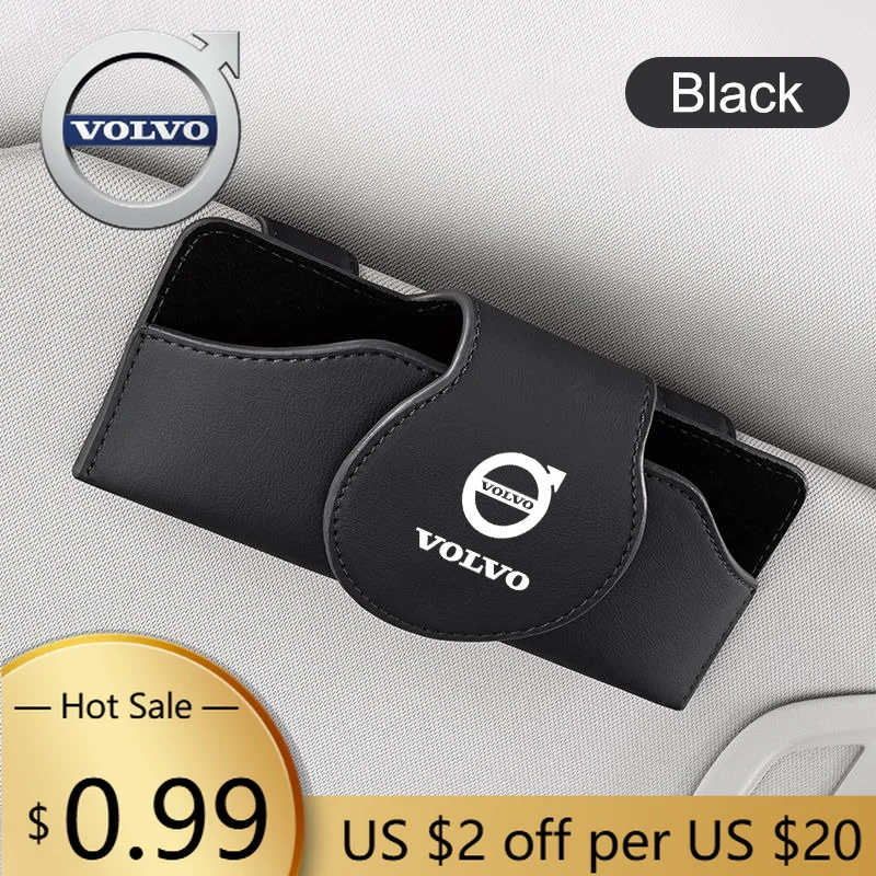 

Кожаный автомобильный держатель для очков, солнцезащитный козырек, чехол для хранения солнцезащитных очков для Volvo XC60 V50 V40 XC90 S60 S40 S80l V90 V60 EX90 S90