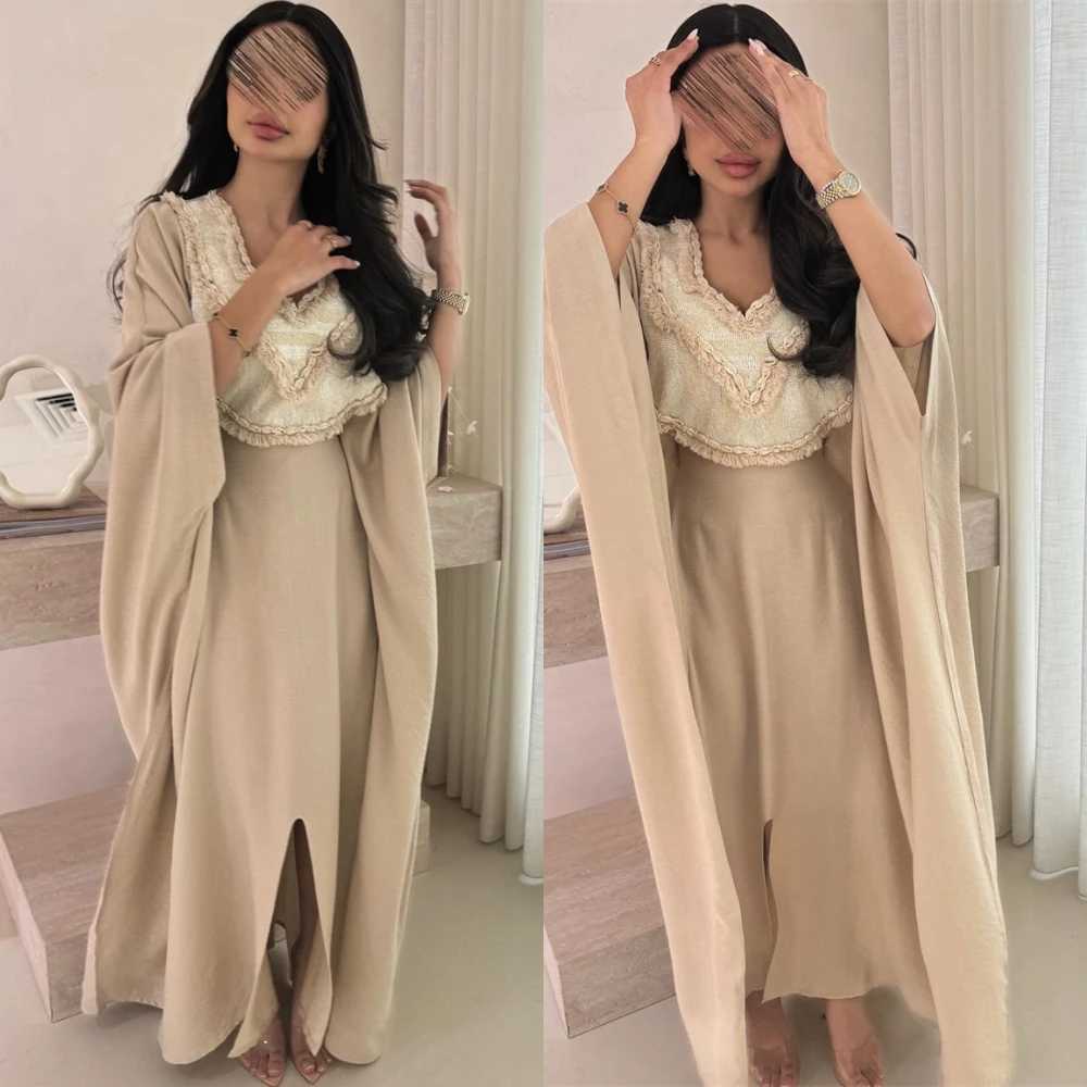 

Customized Elegant O-Neck Jersey Evening Dress Classic Long Sleeves Prom Dresses Fashion Sweep Train Special Occasion Gowns
