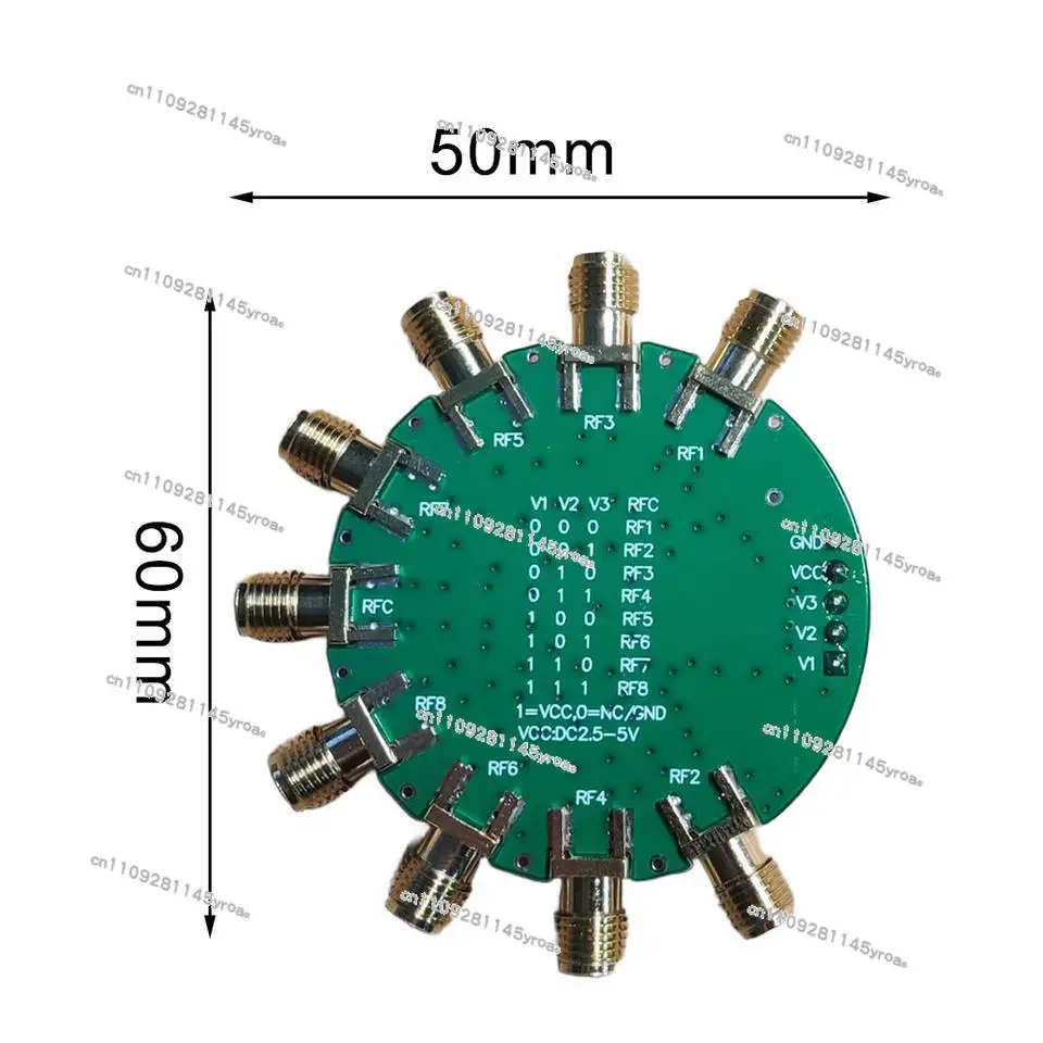 RF Microwave SKY13418, 8 Choose 1, SP8T Switch 0.1G,single Knife Eight Throw,10K-6G Test Board