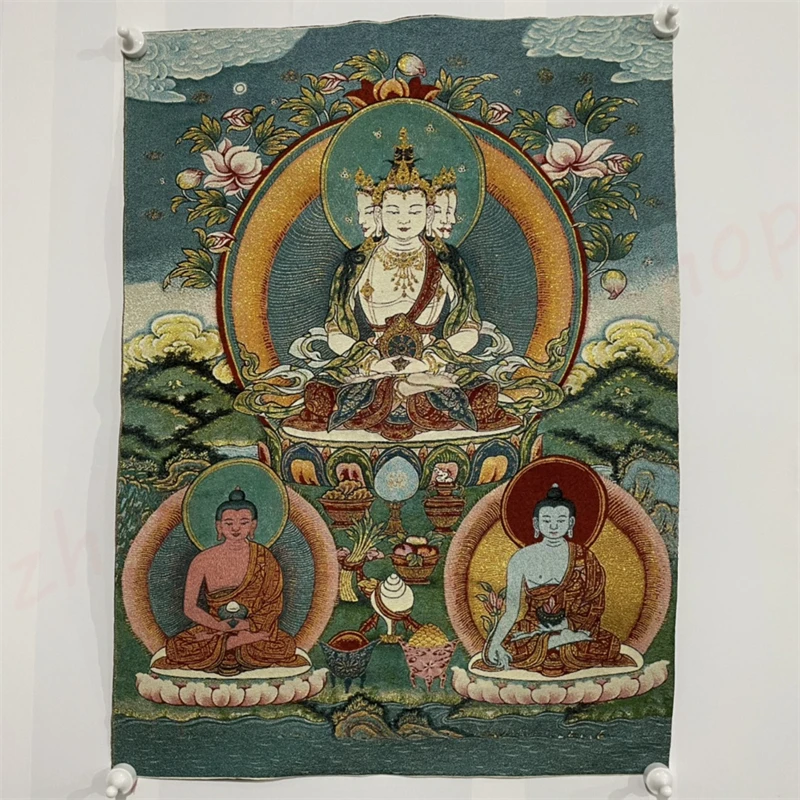 

Auspicious Tangka Tibetan Buddha, Da Ri Tathagata, Exquisite Home Religious Decoration