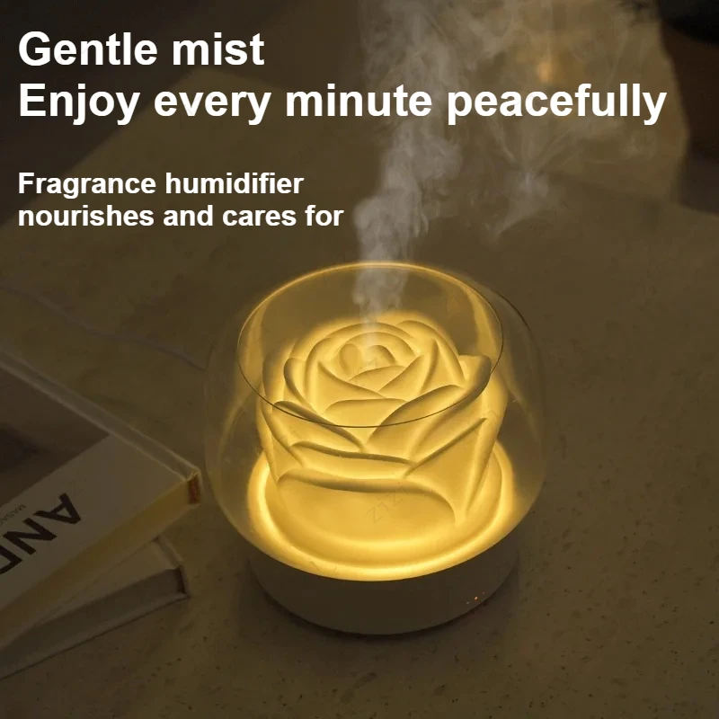 Rose Shaped Essential Oil Humidification Aromatherapy Machine Colorful Night Light Silent Intelligent Aromatherapy Machine
