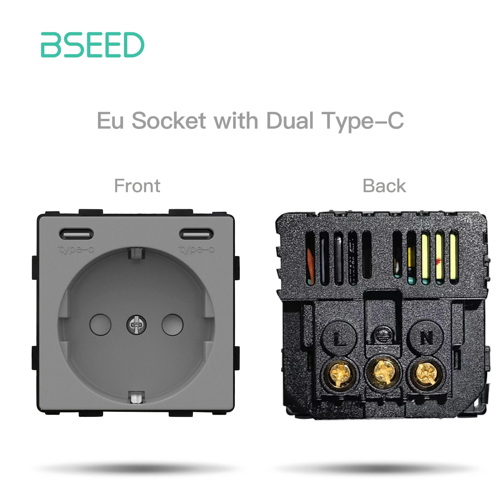 Bseed eu standard wand steckdose usb steckdose ohne glasscheibe diy funktions teile typ-c lade anschluss teil 110-250v 16a