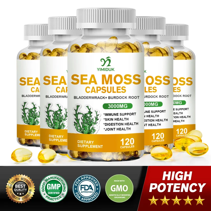 

Organic Sea Moss Capsule, Supports Thyroid Health Anti-aging Antioxidant Improve Immunity Detox Beauty Health Supplement