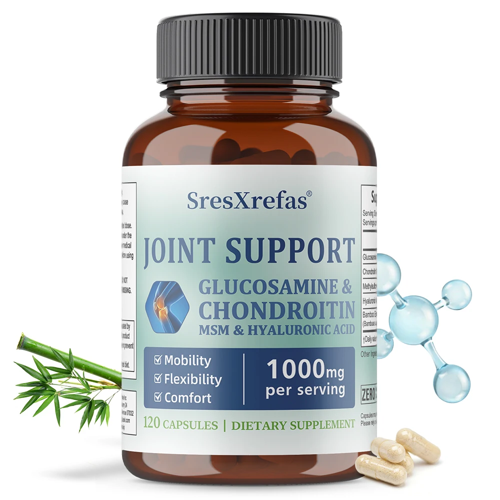 

Glucosamine Chondroitin MSM Capsules with Bamboo, Joint Cartilage Lubrication Support, Improve Mobility Flexibility Bone Health